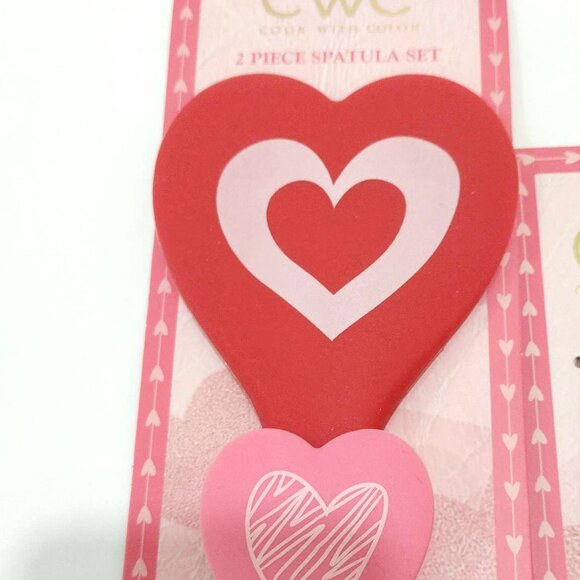 CWC Heart Themed 2 Piece Spatula Set Red And Pink Hearts Cook with Color NEW - Picture 3 of 3